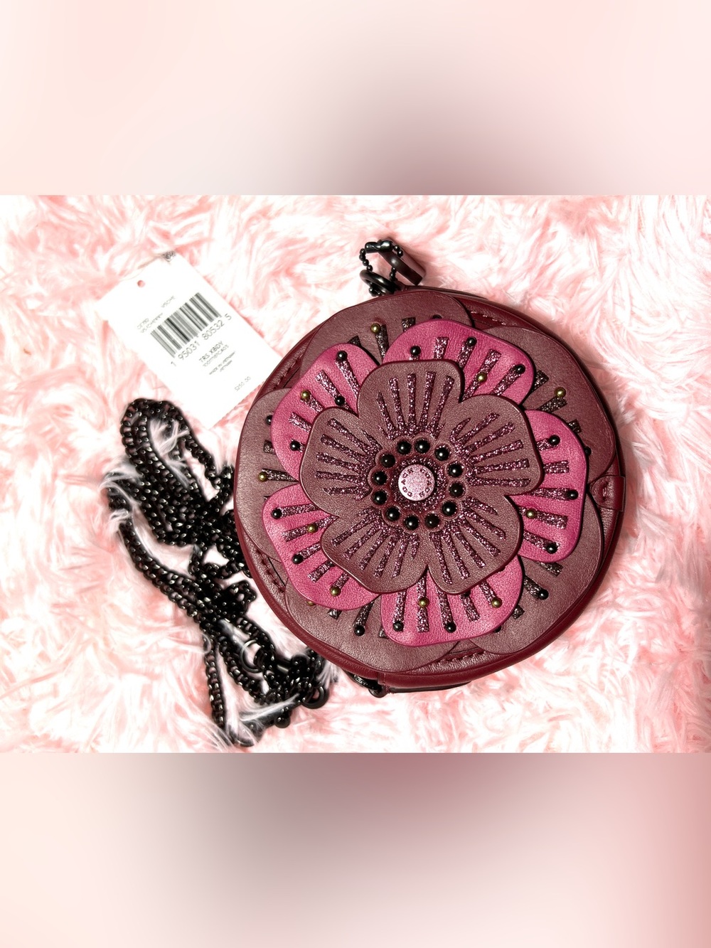 Coach Tea Rose Crossbody Bag/Wine - Picture 2 of 9